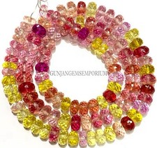 PADPARADSCHA Mix Sapphire Faceted Rondelle Beads 6-7MM Sapphire Gemstone Beads