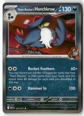 honchkrow pokemon card value Team Rocket's Honchkrow Rare ME: Ascended Heroes 127/217 NM