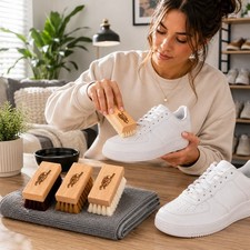 Shoe Cleaning Brush Kit Sneaker Suede Boar Bristle 3 Brushes  Microfiber Cloth