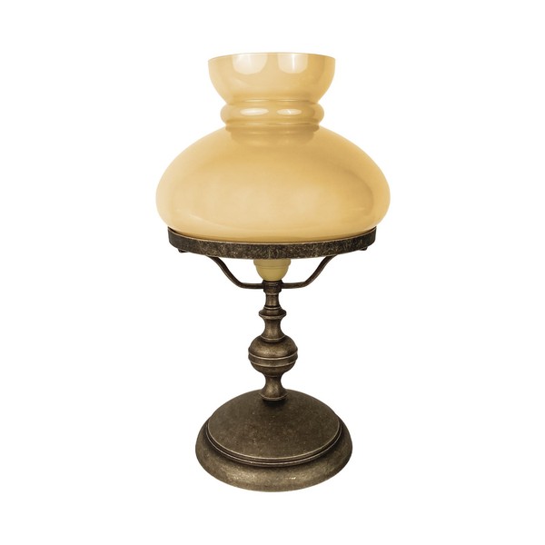 Tischleuchte Messing Glas 39 Cm Jugendstil In Bronze Antik Creme E14 Tischlampe-image