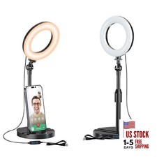Desk Ring Light with Telescopic Stand, Travel Desktop Hola Light Matte Black