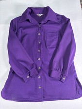 VTG 70s Sears Fashions Purple Dagger Collar Disco Shirt Blouse Shacket Knit