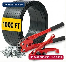 Pallet Strapping Kit with Tools - 5/8" x 1000' Heavy-Duty Black PET Strapping, T