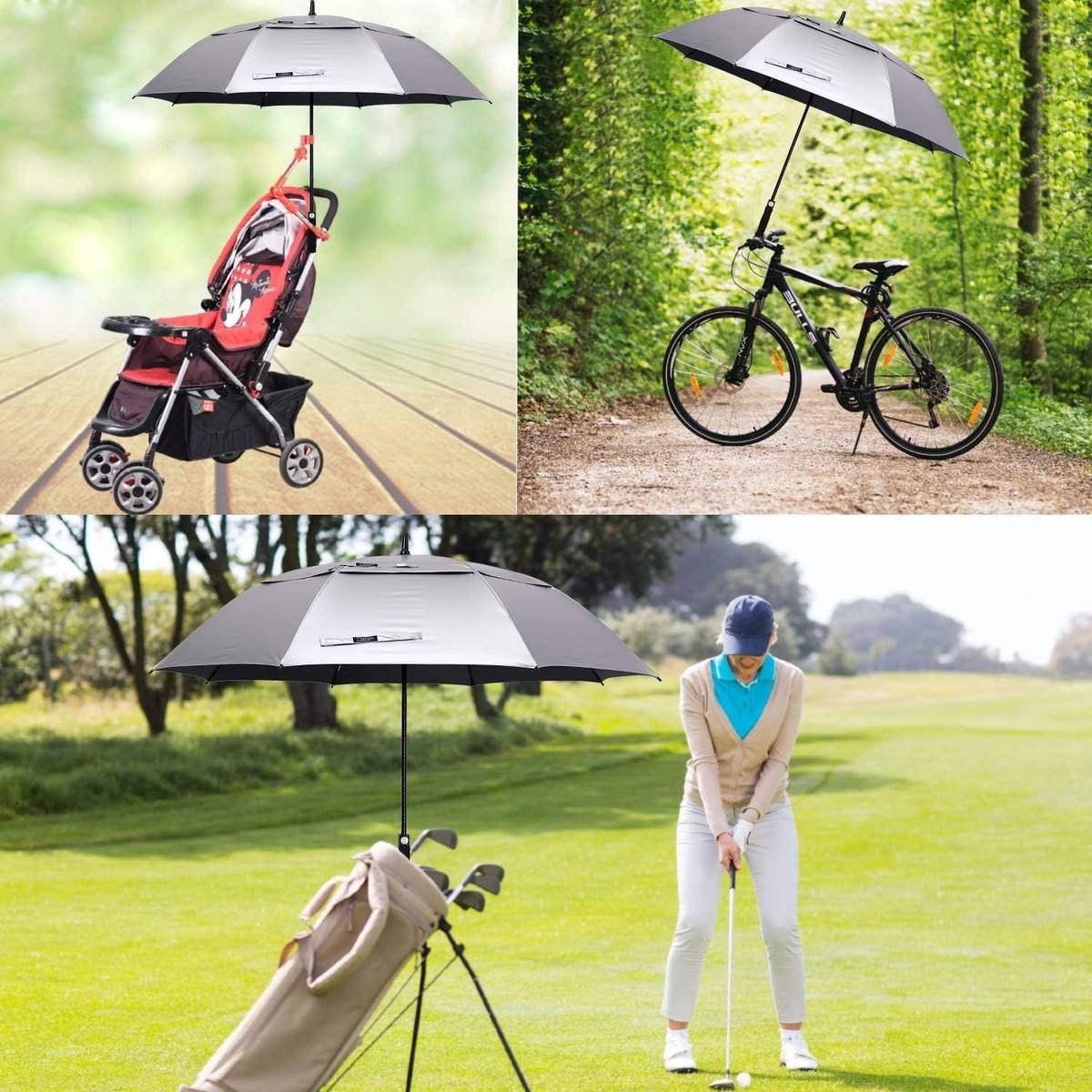 Parapluie Golf Voyage 10 Baleines Auto-Ouverture, Léger Compact. Protection UV 99% UPF 50 Homme Pour Soleil Et Pluie 97412017