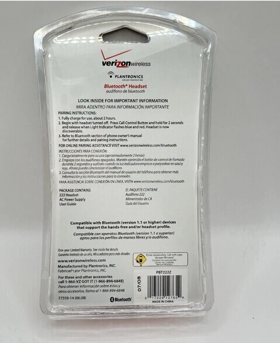 Plantronics PBT222Z Universal Bluetooth Headset NEW - Image 2 of 3