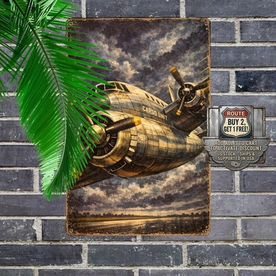 Diagonal Aircraft Artwork Metal Sign Vintage Plane Decor