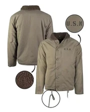 Vintage US Navy USN Deck Jacket N-1 Winter Army WWII Rockabilly Blue Khaki