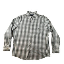 Chaps Men's XL Green White Plaid LS Button Down Shirt Stretch Easy Care SEE DESC