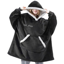 Men Women Wearable Blanket Reversible Oversize Warm Hoodie Sweatshirt Adult Size
