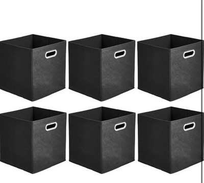 NEW AMAZON BASICS 6 Collapsible Fabric Storage Cubes Black