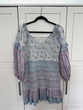 LoveShackFancy Ensley Floral Mini Dress in Blueberry Dust, Size L, NWOT 