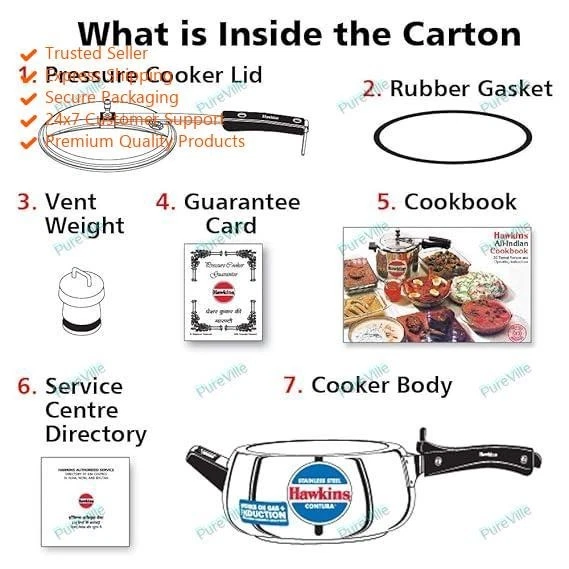 Hawkins 3.5 Litre Contura Stainless Steel Pressure Cooker, Induction Cooker(SSC3