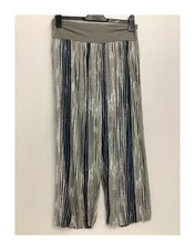 Women's Viscose Wide Leg High Waisted Trousers Grey Navy Uk 10 12 Made in Italy