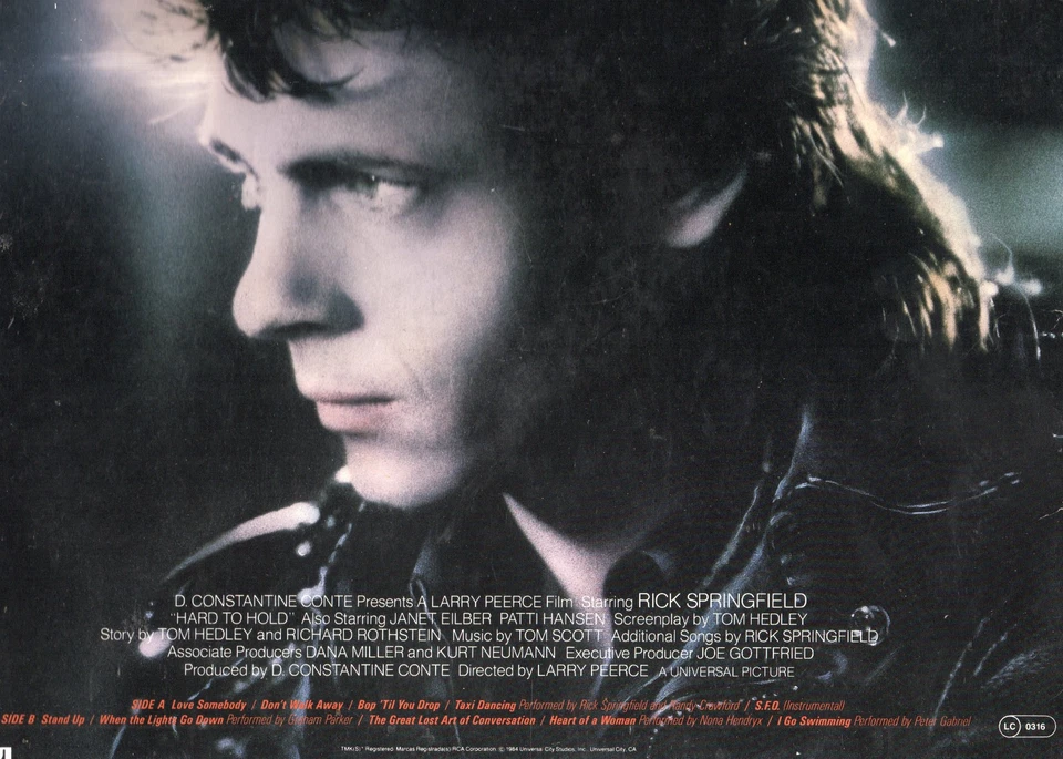Rick Springfield "Hard to Hold" Vinyle 33 t 30 cm - LP - RCA 1984 - Photo 2/2