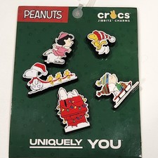 New w/tags Crocs Jibbitz Charms 5-pack Peanuts Winter Christmas Snoopy Woodstock