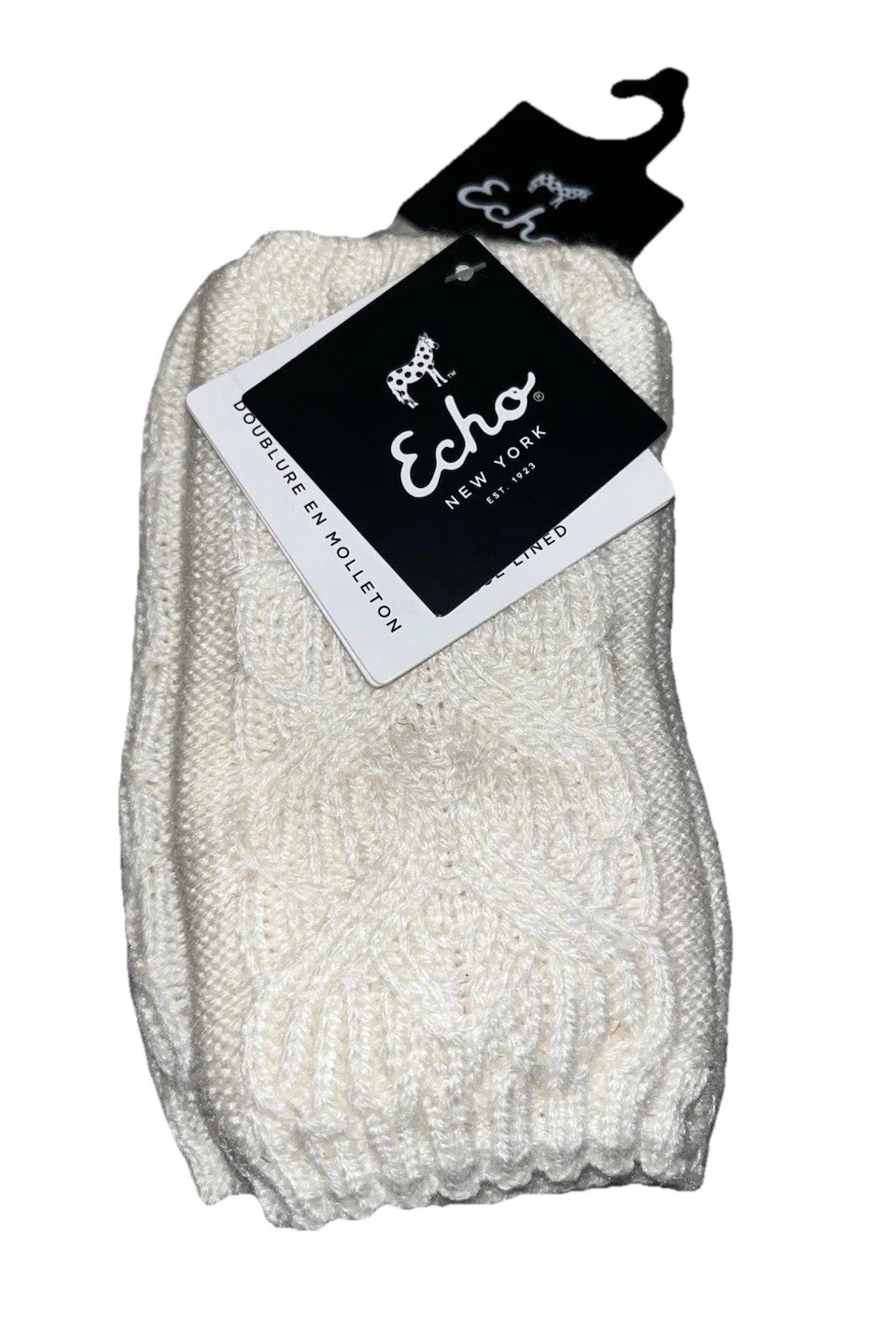 Echo New York Cream Open Finger Gloves Hand Warmers Fleece Lined Womens OS NWT