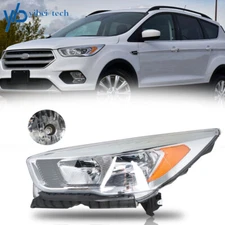 Chrome Housing Headlight For Ford Escape 2017-2019 Left Side Halogen w/o LED DRL