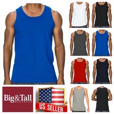 Men S 3XL T-Shirt Sleeveless Muscle Tank Top A-Shirt Wife Beater Gym Plain Tee