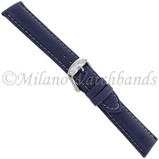 20mm Milano Dark Violet Genuine Leather Padded Stitched Mens Watch Band 3150