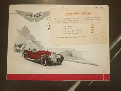 Aston Martin 15/98 brochure  prospekt leaflet 1938