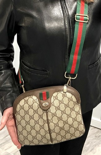 Authentic Gucci Bag Small Crossbody/Shoulder Vintage Green Red Strap Adjustable