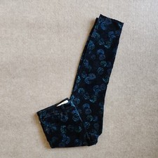 Pilcro Script Velvet Dress Pants Womens 28 Navy Blue Floral Skinny Leg Stretch