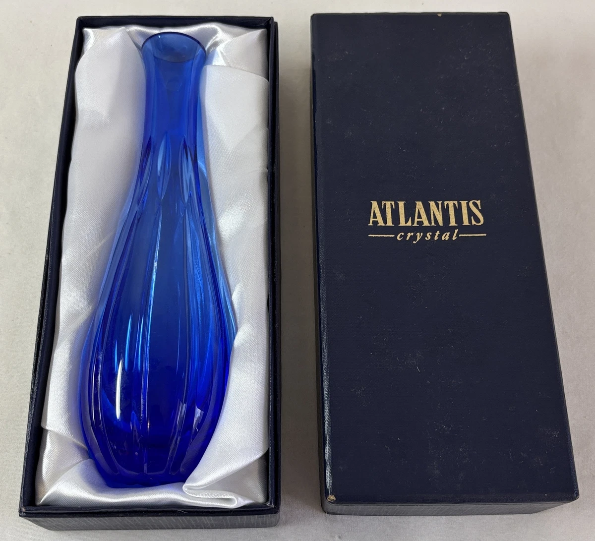 Atlantis DEEP BLUE CRYSTAL VASE ~ 8 inches high | eBay