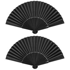 2 Pack Bamboo Silk Folding Fan Handheld Chinese Vintage Retro Fabric Fans Gift