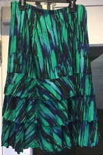 Cato Womens Skirt Size Medium Tiered Scalloped Green Blue Medium Length