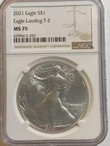 2021 NGC MS70 $1 Silver Eagle Landing T2
