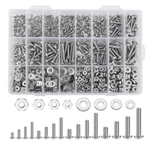 900PCS Hardware Machine Screws SAE Assortment Kit - Stainless Steel Bolts & Nuts