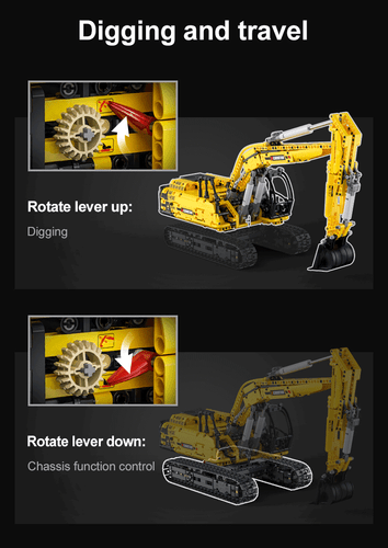CaDA Excavator - Full Function 1702 Pieces Brick Model Kit C61082W - Picture 9 of 24