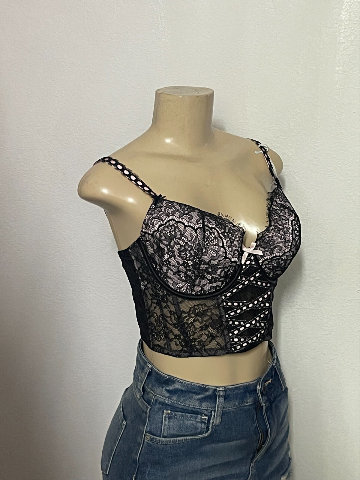 Slot Ribbon Bra NEW VICTORIA SECRET BLACK & PINK DREAM ANGELS HERITAGE RIBBON SLOT BRA ...