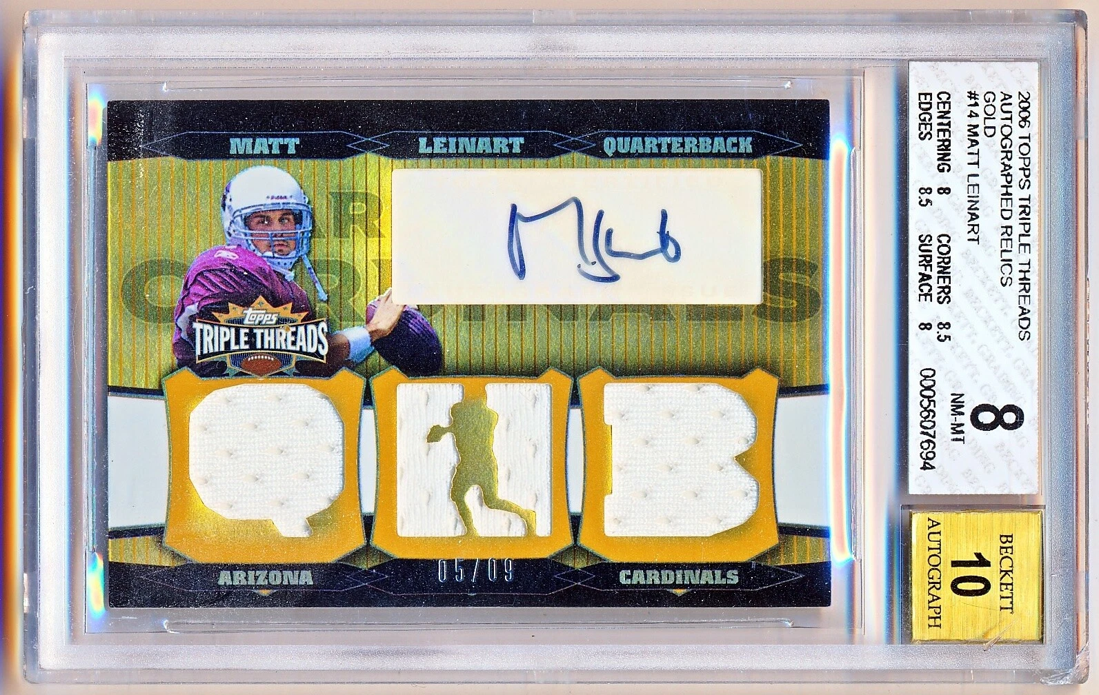 Matt Leinart Topps Triple Threads Relic Autograph #15 Relic Autograph-Gold