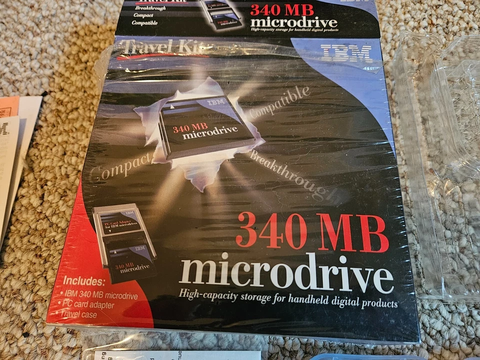 IBM 340MB Microdrive DMDM-10340 in original packaging, adapter, driver disk, etc - Image 3 of 4