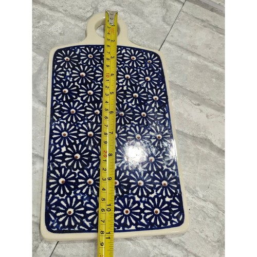 Polish Pottery Rectangular Cutting Board Ditsy Daisies Cheese 11" x 6" Daisy - Picture 7 of 10