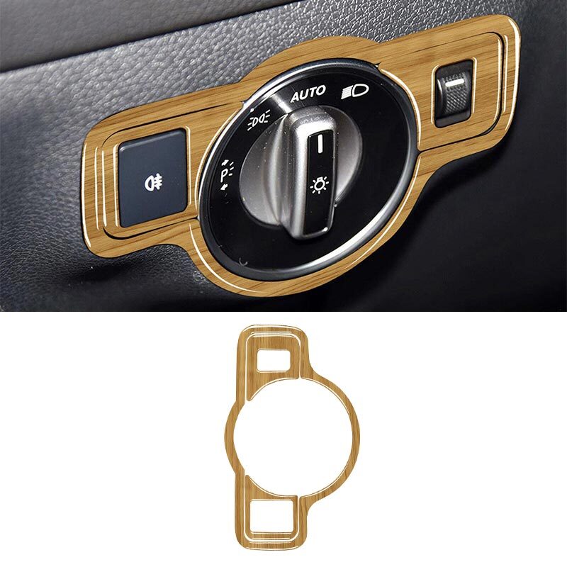07-10 For Bnez C-Class Cover Trim Yellow Wood Grain Car Headlight Control Button