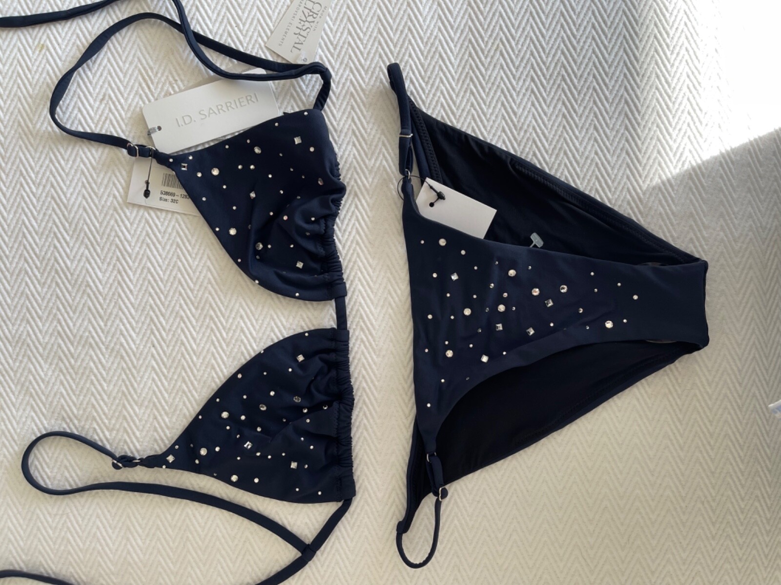 I.D. Sarrieri Midnight Navy Swarovski Crystal Bikini Swimwear Set RRP: $870 image 3