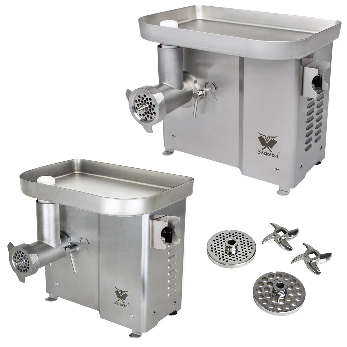 Elektrischer Fleischwolf 1100W – Edelstahl, 220 Kg/h, Mit 5 & 8 Mm Sieben, Profi