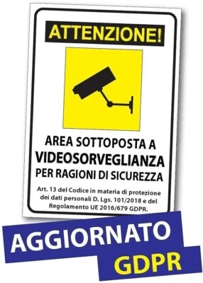 GLOBAL PUBBLITÀ CARTELLO SEGNALETICO - AREA VIDEOSORVEGLIANZA - segnale