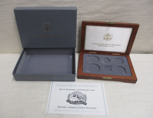 EMPTY BOX & COA for 1991 Mount Rushmore US Mint 6-Coin Proof & Uncirculated Set