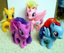 4 My Little Pony toy doll plastic 5" used Sparkle Dash Apple Jack  Cadance
