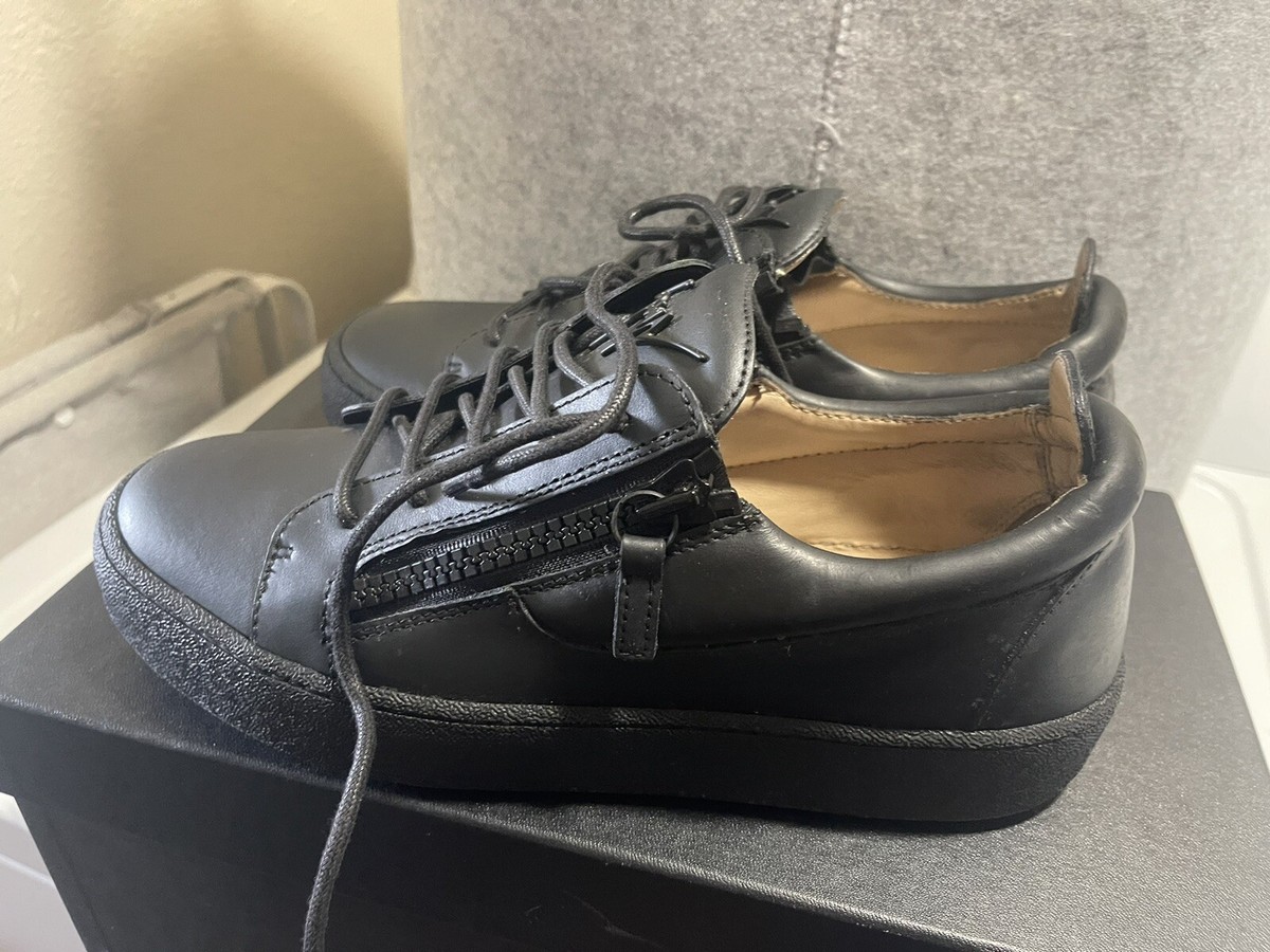 Giuseppe Zanotti Men\'s London Double-Zip Leather Low-Top... Giuseppe Zanotti London Double-Zip Leather Sneakers Black  main image 2