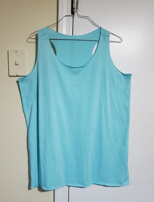 Cute Light Blue TANK TOP -lightweight, loose, soft; altered straps; SZ: XL