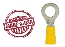MVP 100 Yellow 10-12 AWG Vinyl Insulated Ring Terminals 1/2" Stud - Made in USA
