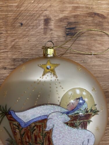 "Adorno de belén de vidrio pintado a mano de 4,5"" nace un niño Navidad bebé Jesús" - Imagen 3 de 4