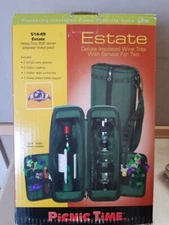 NIB Picnic Time Estate Wine Bag, Glasses, Napkins, Cork Stopper, Opener