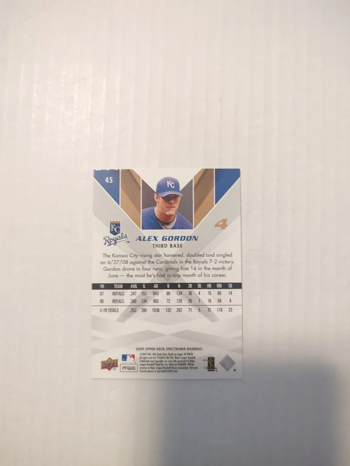 2009 Upper Deck Spectrum - #45 Alex Gordon (PWE) - Image 2 of 2