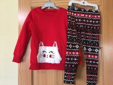 NWT Cat Sweatshirt Top Leggings set Girls Christmas