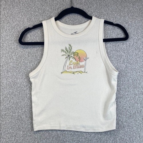 Hollister California Baby Tee Tank Size M Graphic print Beachy "Lost in Bliss"